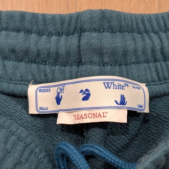 $465 Mens OFF-WHITE Logo Skate Sweat Shorts Blue - Picture 5 of 6